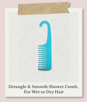 水色の大きな取っ手付きシャワーコーム