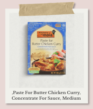 パッケージに美味しそうなバターチキンカレーの写真が載ったKitchen of Indiaのペースト。