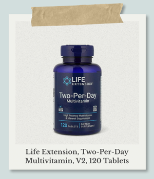 iHerbで購入したライフエクステンションのTwo-Per-DayマルチビタミンV2の製品画像。代謝と目の衰えの土台を築く高効能サプリメント。