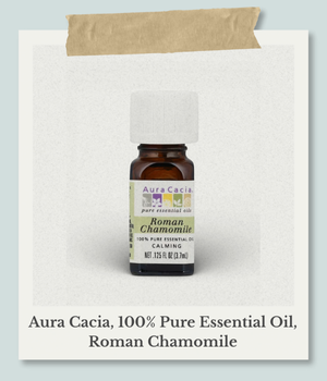 オーラカシアのローマンカモミール精油(3.7ml)。ラノリンの香りを和らげるためのiHerb(アイハーブ)購入品。