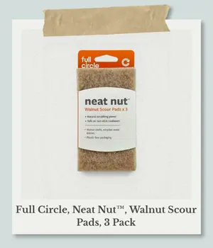 iHerbで購入したFull Circle（フルサークル）Neat Nut™のくるみ殻スポンジ（Scour Pads）3パック入りのパッケージ写真。